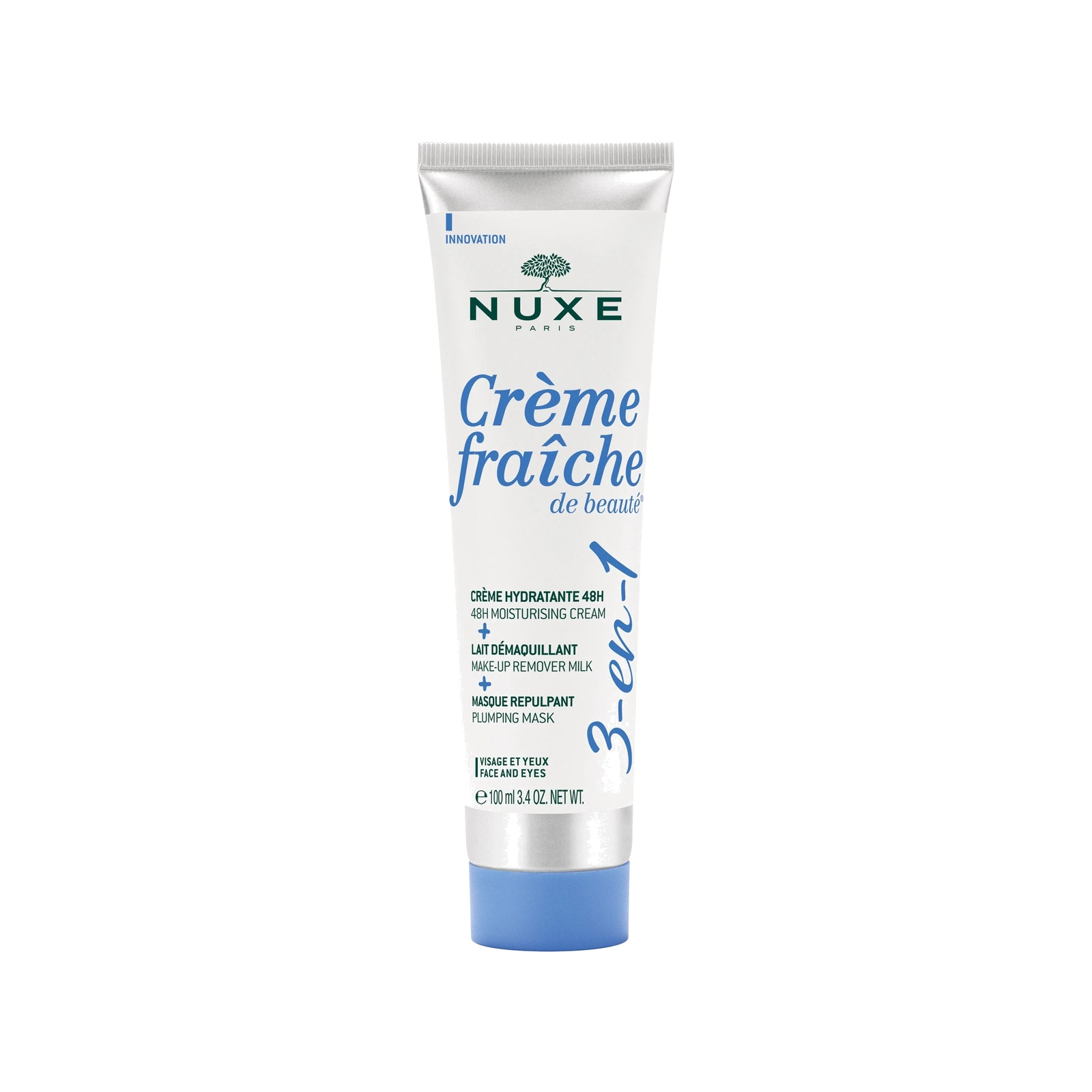 NUXE Crème fraîche de beauté® 3 in 1, Crema idratante 48h, Latte struccante, Maschera rimpolpante