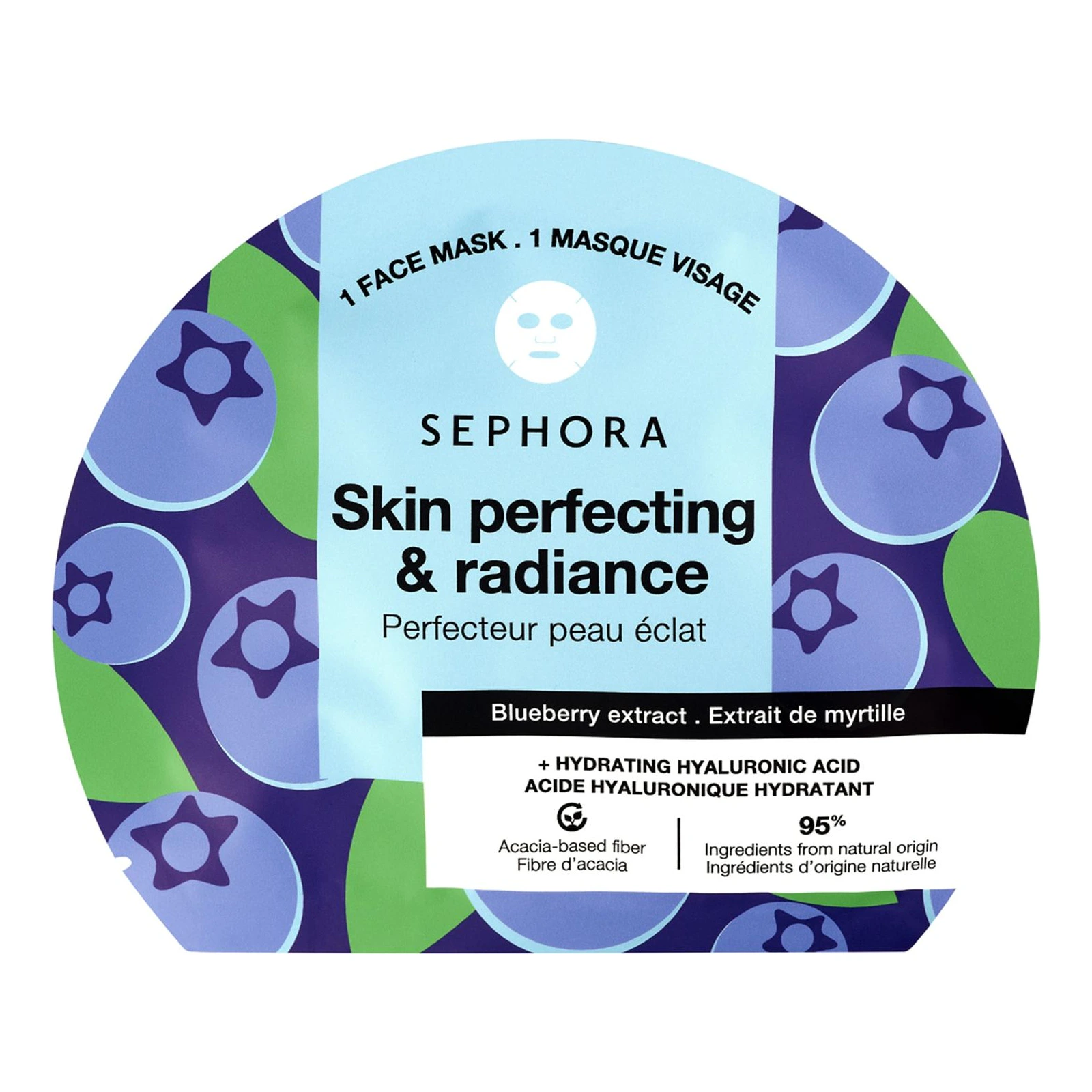 Sephora Collection Maschera agli estratti di frutta e acido ialuronico - Maschere viso in tessuto - Mirtillo