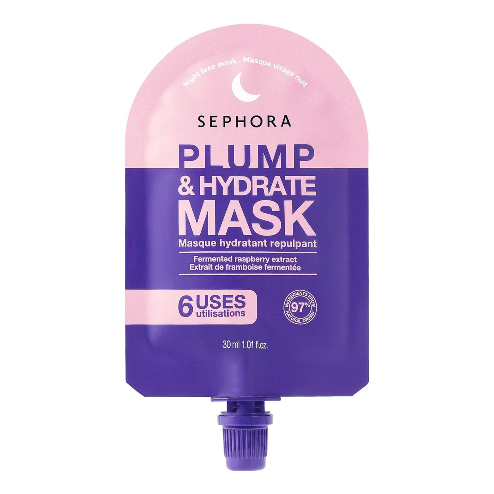 Sephora Collection Maschere Viso Notturne - Texture In Crema Gel Avvolgente Idratante - Rimpolpante idratante - estratto di lampone fermentato